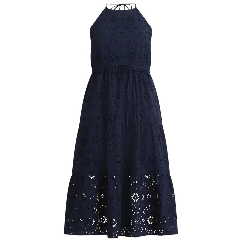 Excellent Condition, SZ M (8-10) Cotton Blend Blue Eyelet Midi Sundress